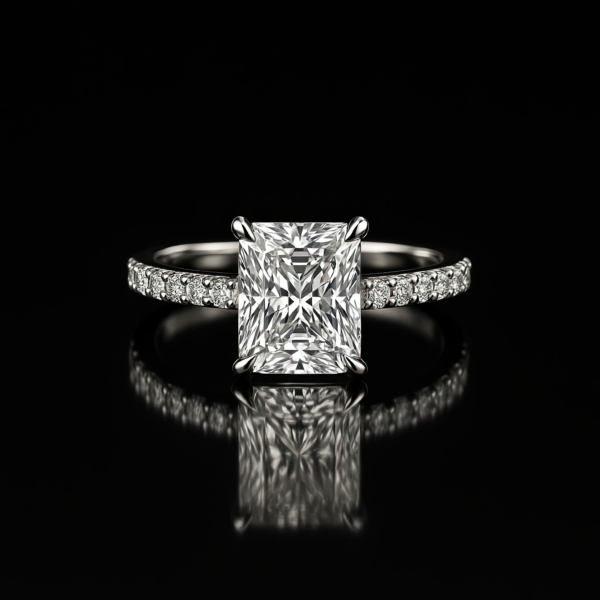 Asscher Solitaire Pave Band Nº1