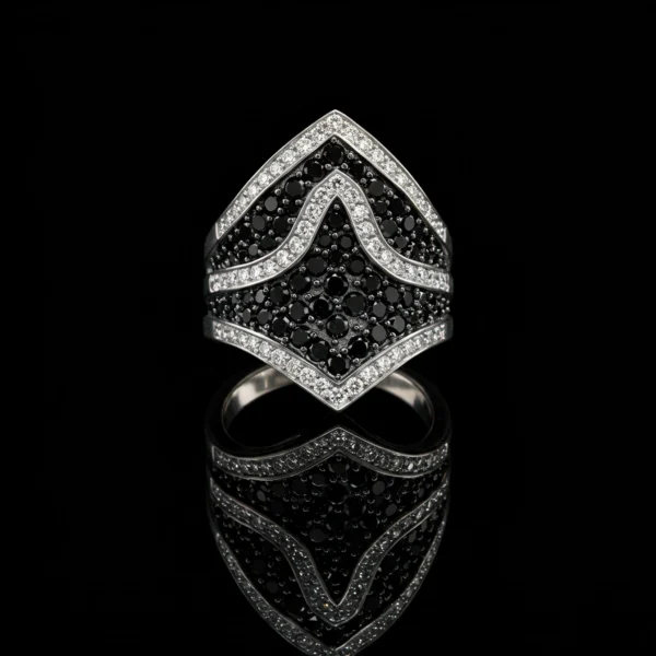 Black And White Diamond Basilica Ring Nº2