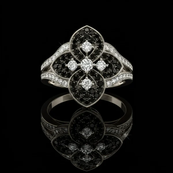 Black And White Diamond Floreale Ring Nº1