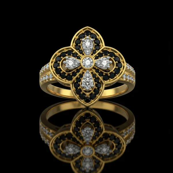 Black And White Diamond Floreale Ring Nº11