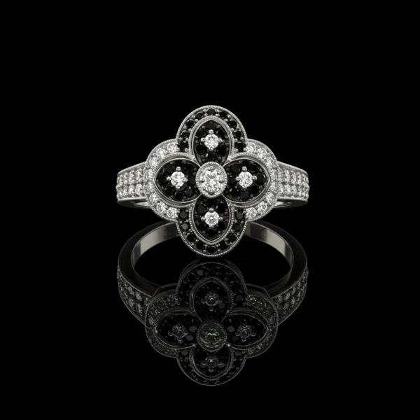 Black And White Diamond Floreale Ring Nº3