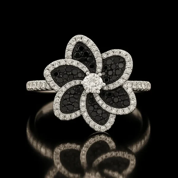 Black And White Diamond Floreale Ring Nº7