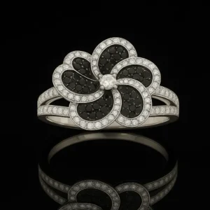 Black And White Diamond Floreale Ring Nº8