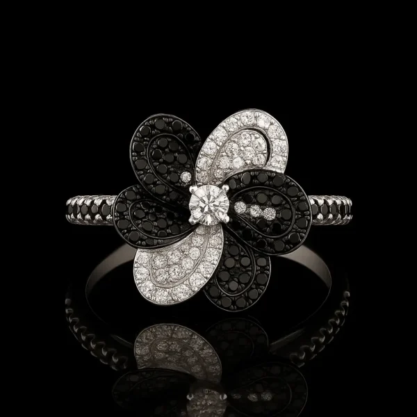 Black And White Diamond Floreale Ring Nº9