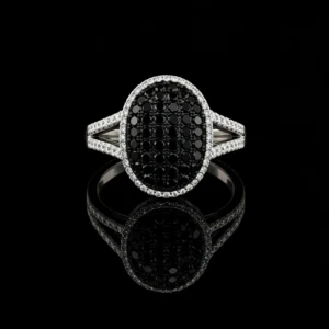 Black And White Diamond Oval Ring Nº1