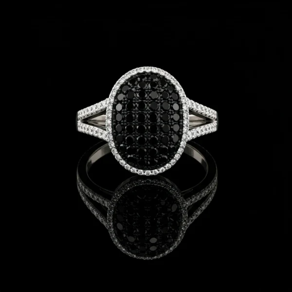 Black And White Diamond Oval Ring Nº1