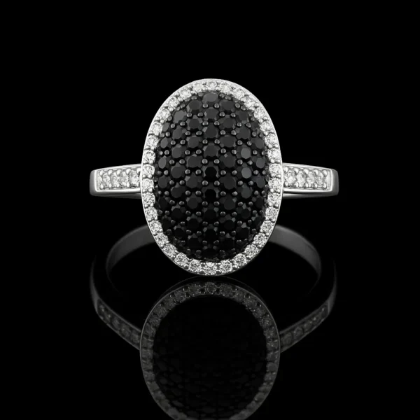 Black And White Diamond Oval Ring Nº11