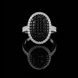 Black And White Diamond Oval Ring Nº2