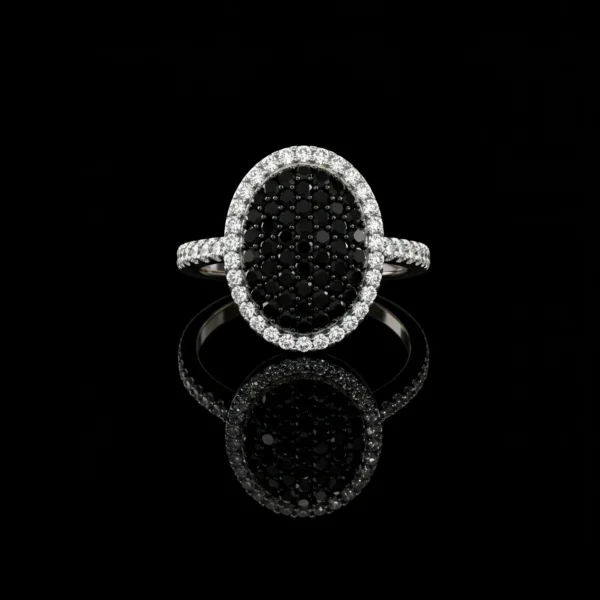 Black And White Diamond Oval Ring Nº3