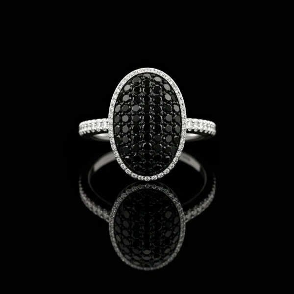 Black And White Diamond Oval Ring Nº4