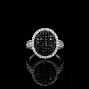 Black And White Diamond Oval Ring Nº5