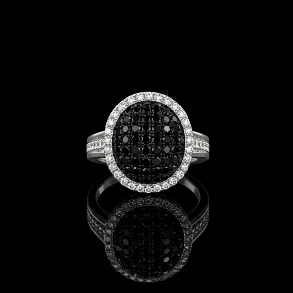 Black And White Diamond Oval Ring Nº5