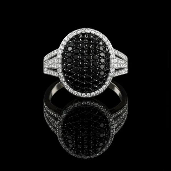 Black And White Diamond Oval Ring Nº6