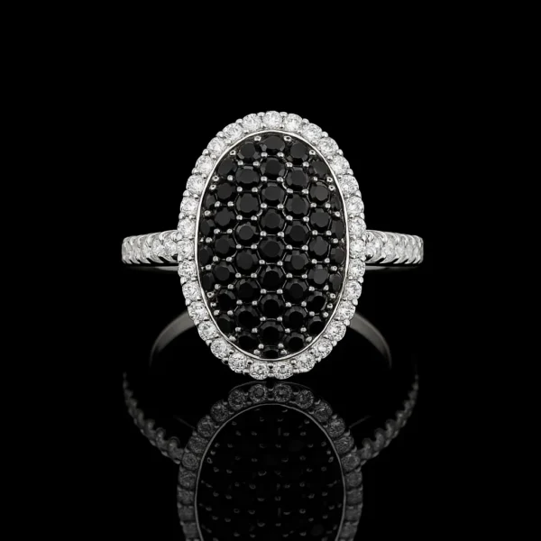 Black And White Diamond Oval Ring Nº8