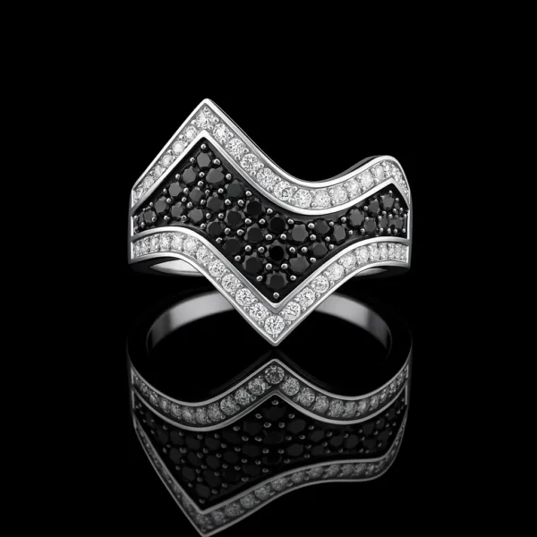Black And White Diamond Peaks Ring Nº3
