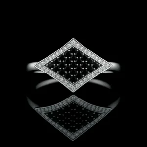 Black And White Diamond Rhombus Ring Nº4