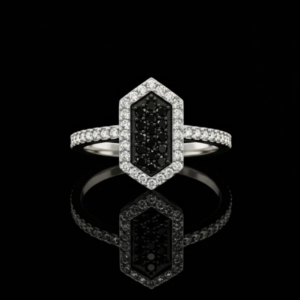 Black And White Diamond Shield Ring Nº2