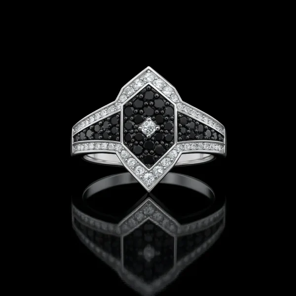 Black And White Diamond Shield Ring Nº5