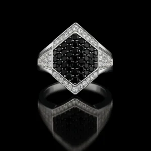 Black And White Diamond Signet Ring Nº6
