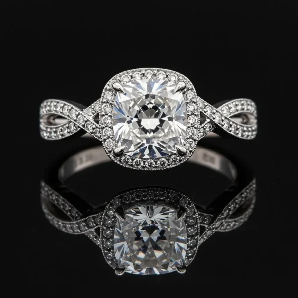 Cushion Halo Twisted Pave Band Nº1