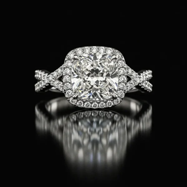Cushion Halo Twisted Pave Band Nº2
