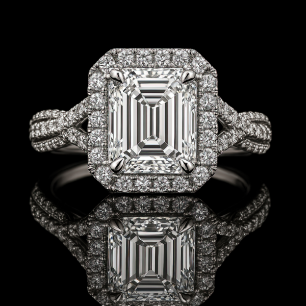 Emerald Halo Milgrain Pave Band Nº2