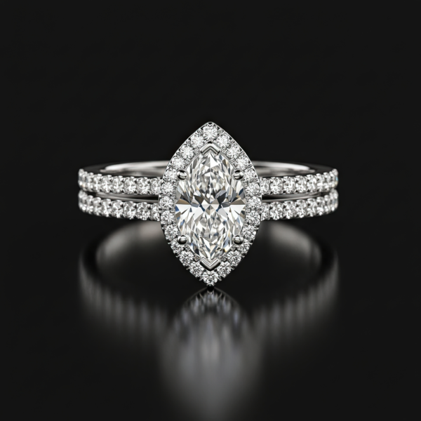 Marquise Halo Double Pave Band Nº1