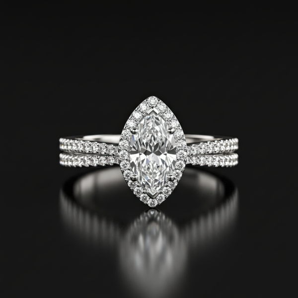 Marquise Halo Split Pave Band Nº1