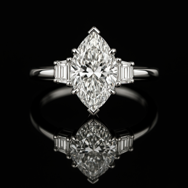 Marquise Three Stone Baguette Nº1