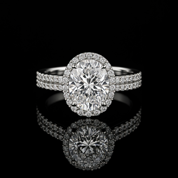 Oval Halo Pave Double Band Nº1