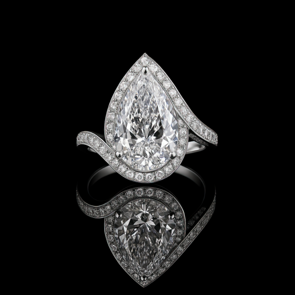 Pear Halo Wrapped Offset Pave Band Nº1