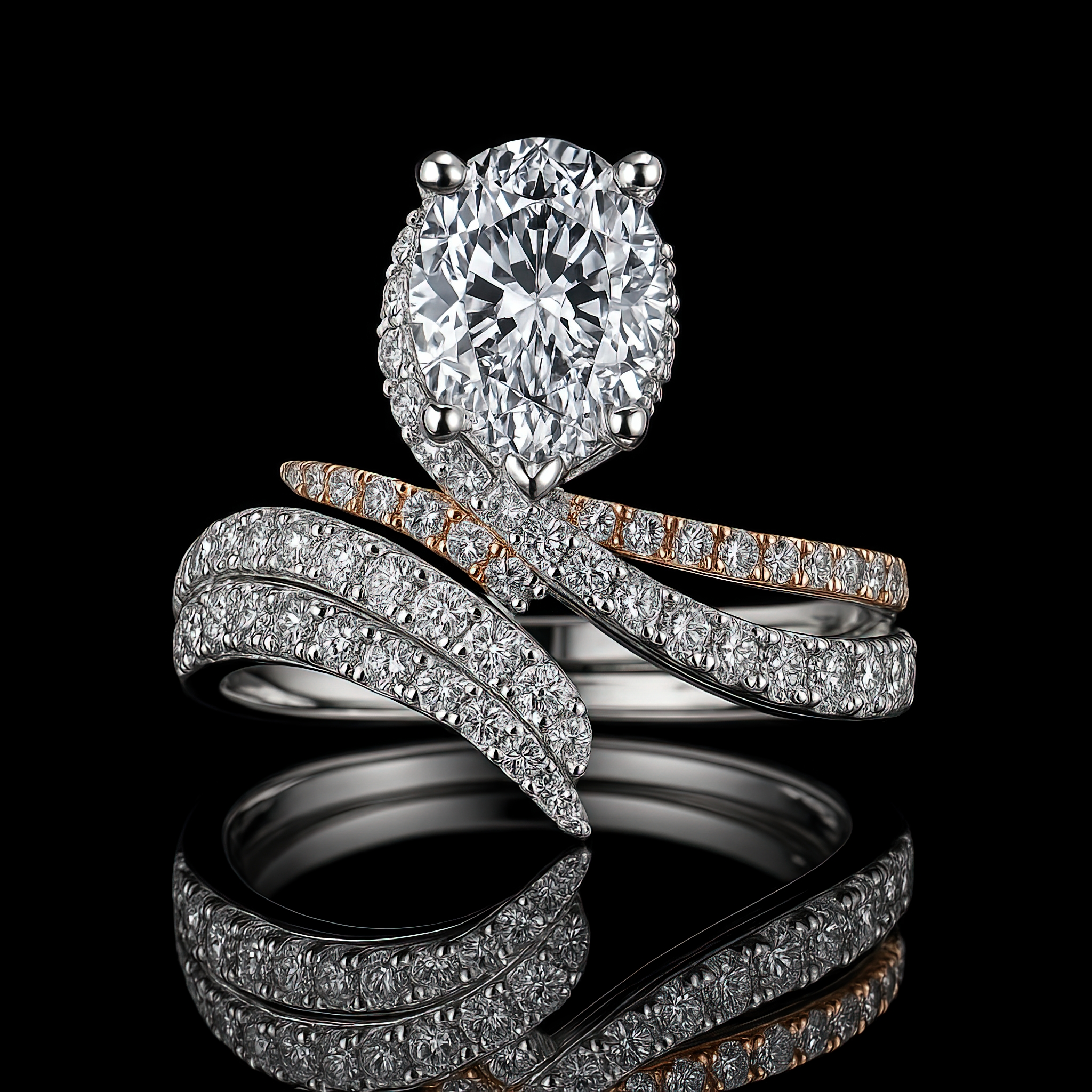 Pear Offset Wingtip Pave Band Nº1