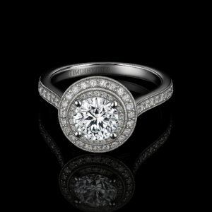 Round Halo Milgrain Pave Channel Band Nº1