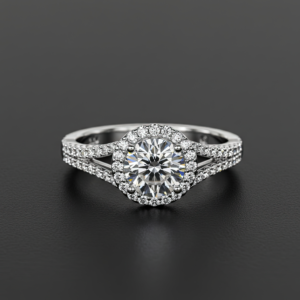 Round Halo Split Pave Band Nº1