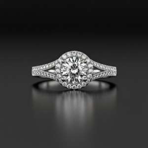 Round Halo Split Pave Band Milgrain Nº1