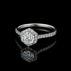 Round Hexagonal Halo Pave Band Nº1