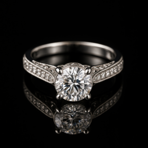 Round Solitaire Milgrain Pave Band Nº1
