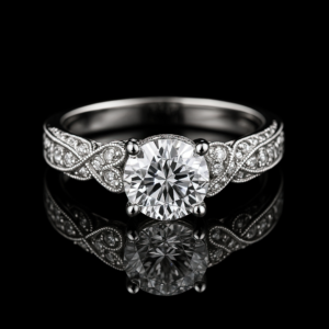 Round Solitaire Milgrain Pave Band Nº2
